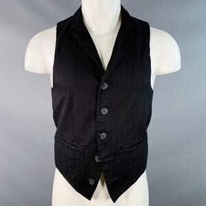 KEANAN DUFFTY Size S Black Cotton Stripe Buttoned Vest
